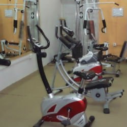 Exercise equipment in Chambeli Institute’s women’s fitness center